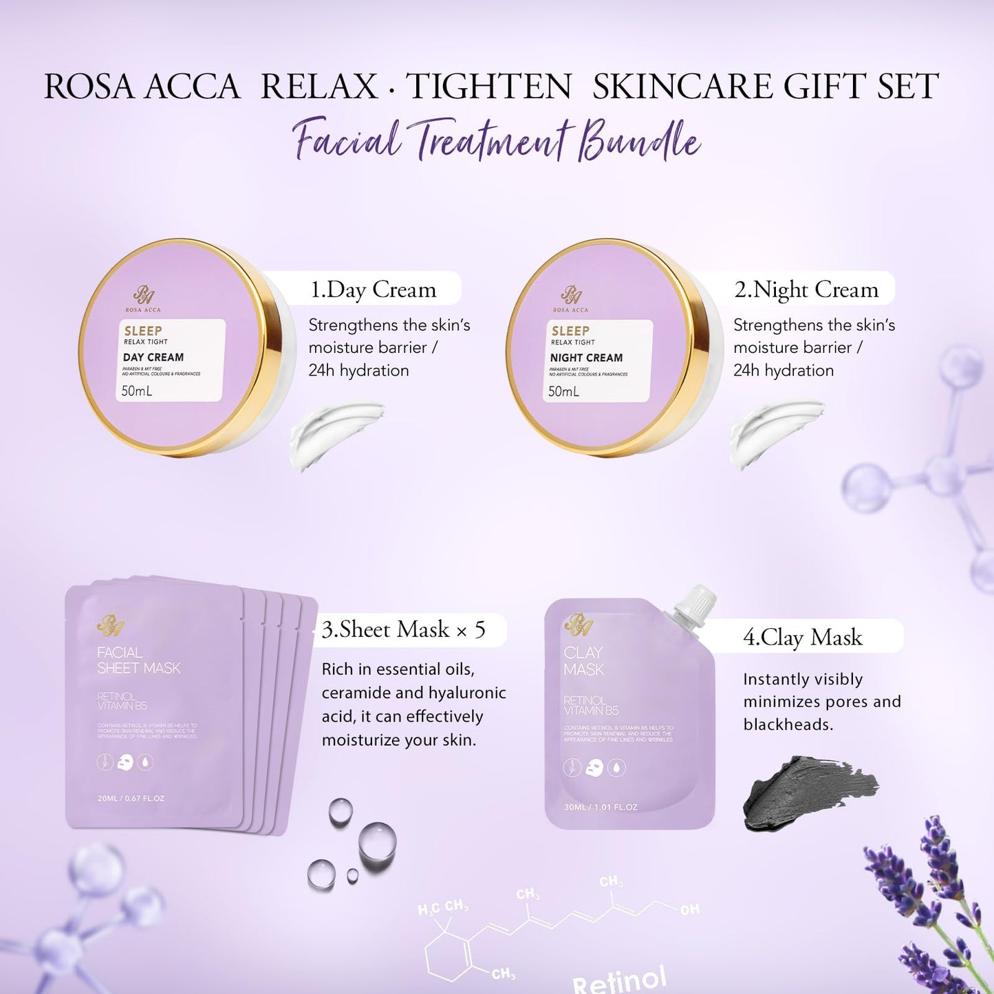 Gifts for Women, Birthday Gift for Women, 23 Pcs Lavender Facial Skin Care Set, Bath and Body Gifts Basket for Wife & Mom, Home Spa & Self-Care Kit, Present, Christmas, Bridal Shower, Anniversary