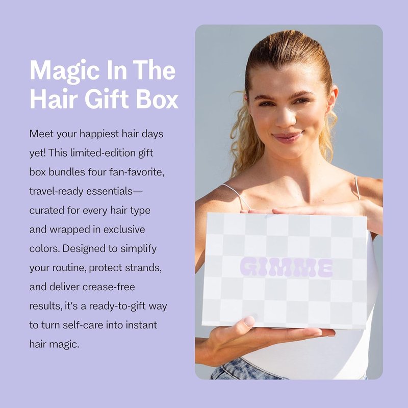 Gimme Beauty | Magic Is In The Hair Gift Box - All Hair Types - Includes Hair Bands, Detangler & Massage Brush