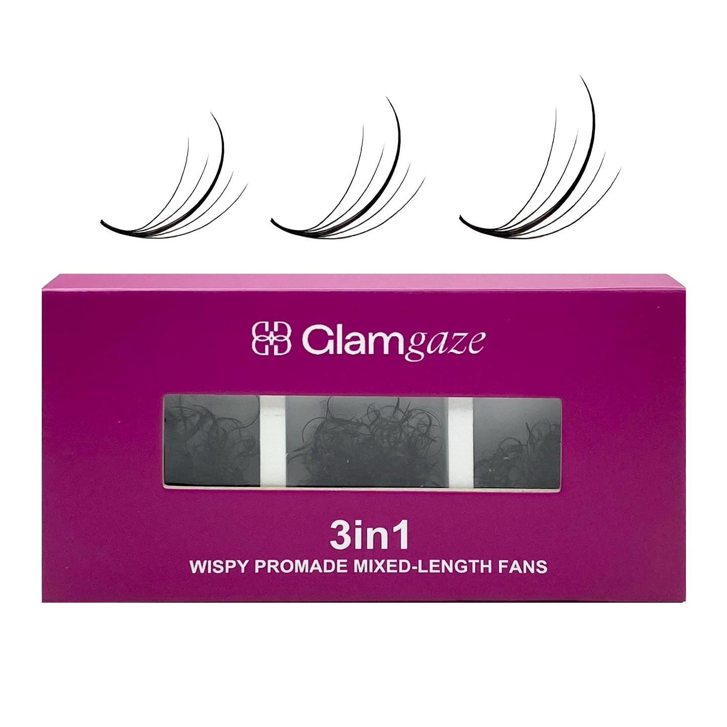 GLAMGAZE 750 Wispy Promade Fans - 5D 7D 9D, C D CC Curl 0.05-0.07mm Thickness Mixed Length - Handmade Wispy Eyelash Extensions Loose Premade Lash Fans Soft Spikes Volume Lash (9D-0.05-CC, 11/12/13)