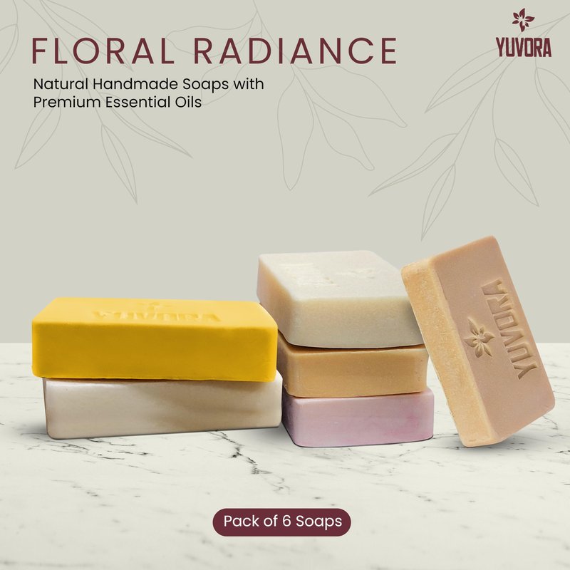 Yuvora 6 Pcs Women Natural Handmade Body Soaps 5 OZ Pack Floral Radiance Long lasting Fragrance Luxurious Scents with Natural Ingredients – Sulfate & Paraben Free, Vegan Soap