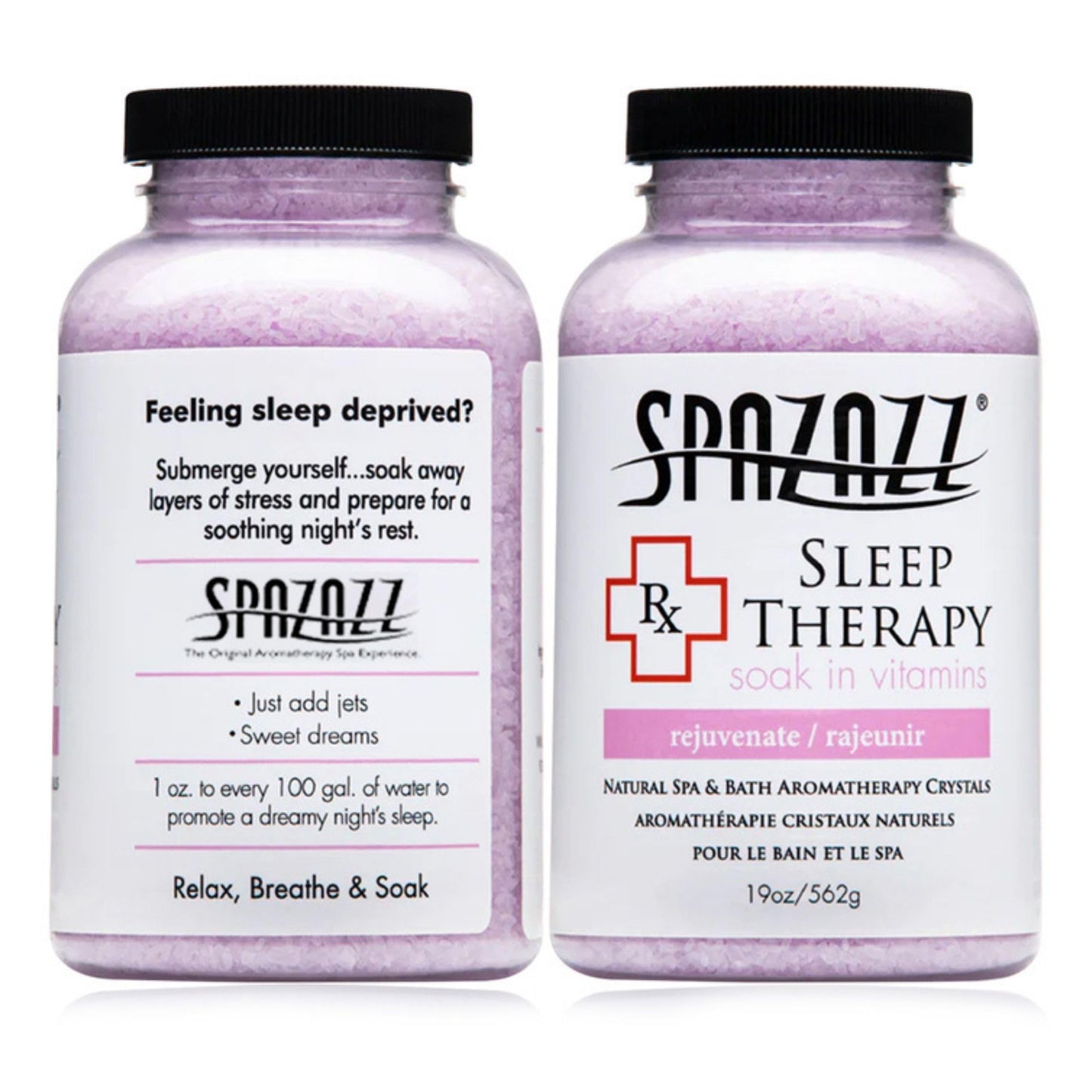 Spazazz RX Sleep Therapy Aromatherapy Bath Salt Crystals 2-Pack (19 Oz Each) - Spazazz Aromatherapy Bath Salts for Hot Tubs & Baths, Safe for All Spas & Bath Types