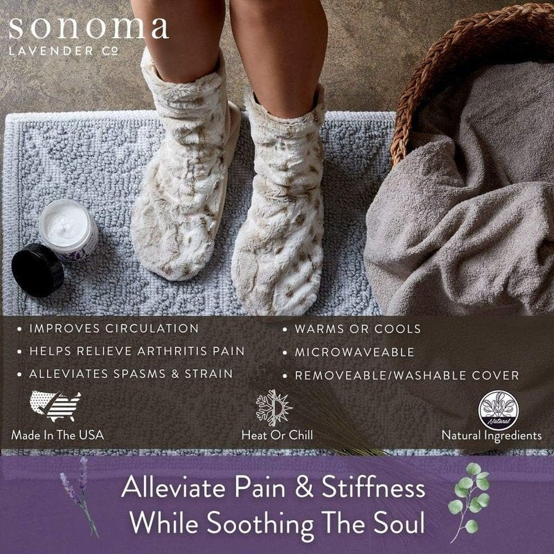 Sonoma Lavender Spa Booties - Microwavable Heated Slippers for Herbal Aromatherapy | Luxury Foot Warmers