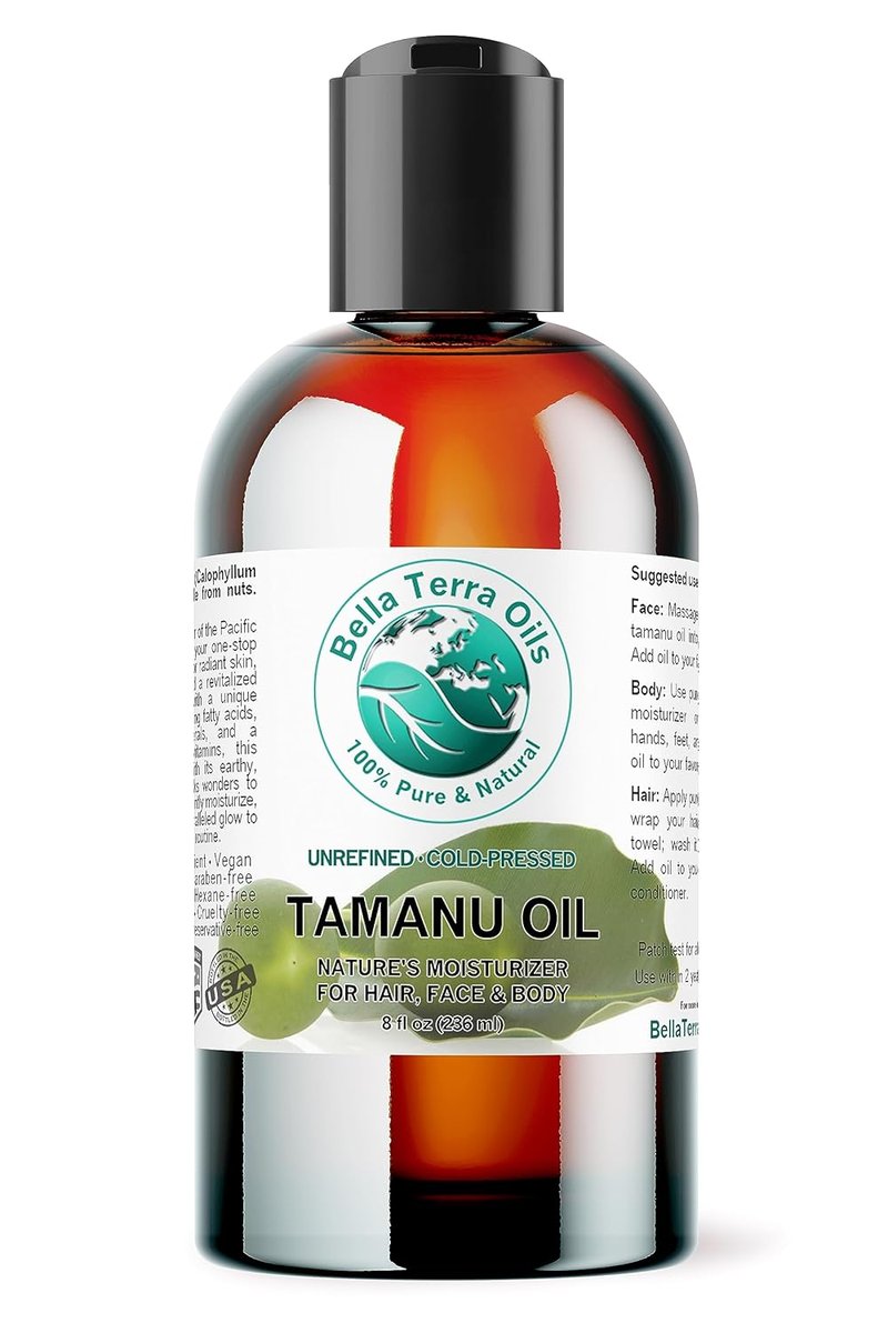 Organic Tamanu Oil 8 oz - Cold-Pressed Skin Care Essential | Nutrient-Rich for Radiant Skin