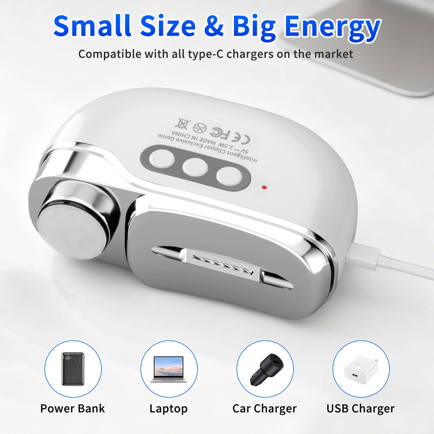 3-in-1 Electric Nail Clipper-3 Speed Adjustable Smart Nail Clippers for Seniors-USB Rechargeable Fingernail Clipper with LED Light,with Nail Scraps Storage for Thick Toenails,Adult,Seniors