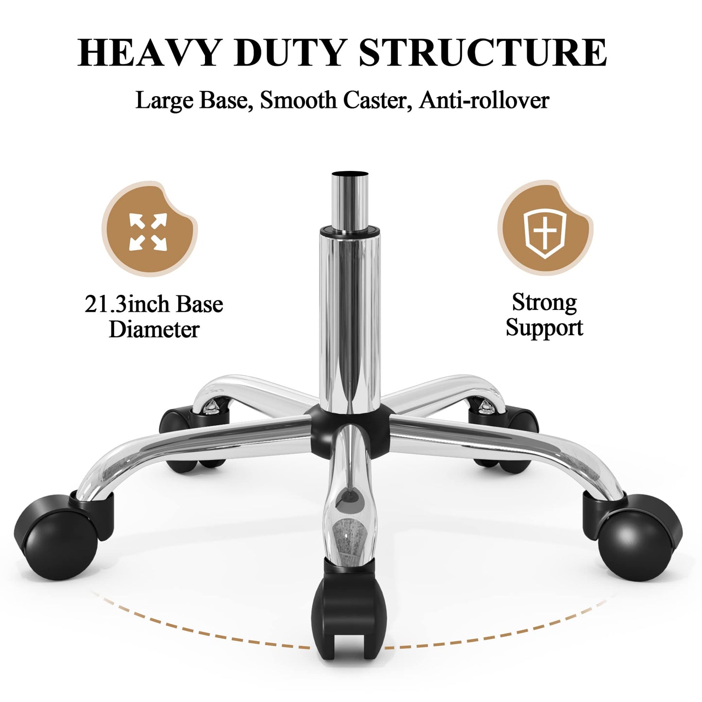 SHA CERLIN Rolling Stool with Wheels Swivel Shop Salon Chair Adjustable Drafting Massage Medical Tattoo Spa with PU Leather Cushioned, Black
