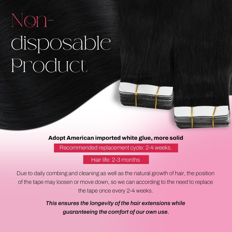 Moresoo Black Tape in Hair Extensions Human Hair Invisible PU Tape in Extensions Straight Glue in Extensions Remy Human Hair Extensions Glue in Straight Hair 18 Inch #1 20pcs 50g