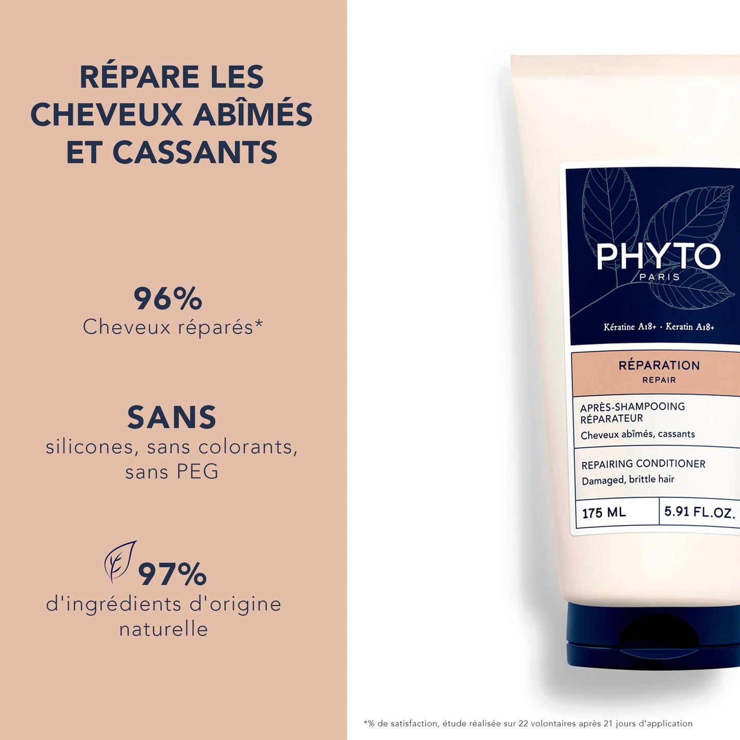 PHYTO REPAIR Restructuring Conditioner, Vegan, Silicone Free Conditioner, Repairing, Strengthening for Damaged Hair and Brittle Hair, 5.91 fl.oz.