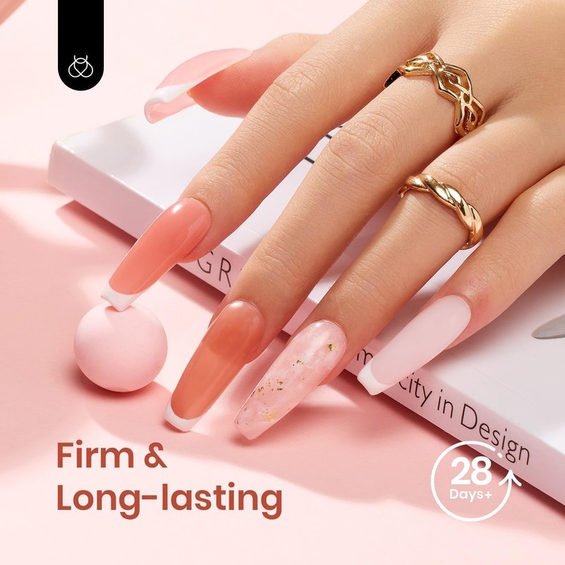 Beetles Poly Extension Gel Nail Kit 6 Colors Poly Nail Gel With Mini Nail Lamp Pink Nude Purple Poly Nail Gel Starter Kit for Beginner Nail Thickening Solutions DIY Home Salon Gift for Women Girls