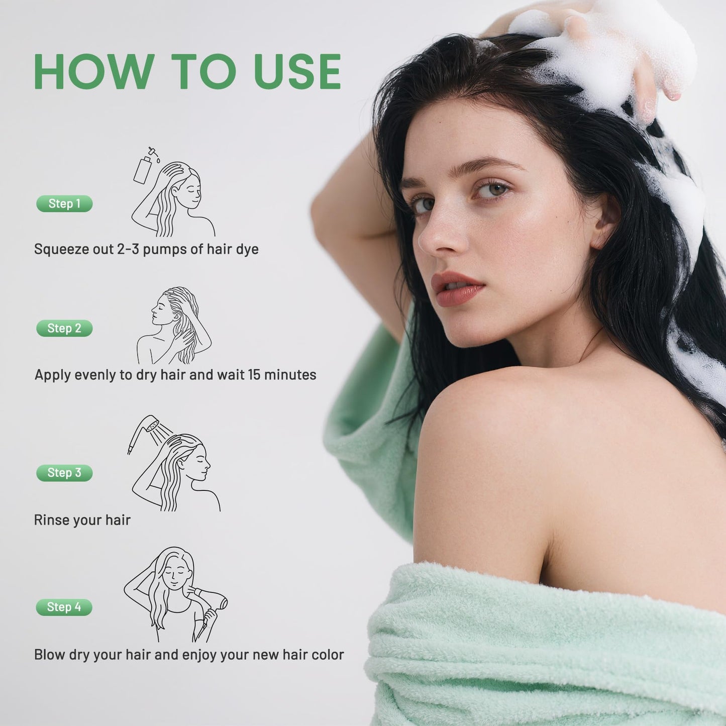 NOVA DYE Black Hair Dye Shampoo 3 in 1, Natural Dye Shampoo for Men & Women, Herbal Ingredient Shampoos for Grey Hairs Coverage
