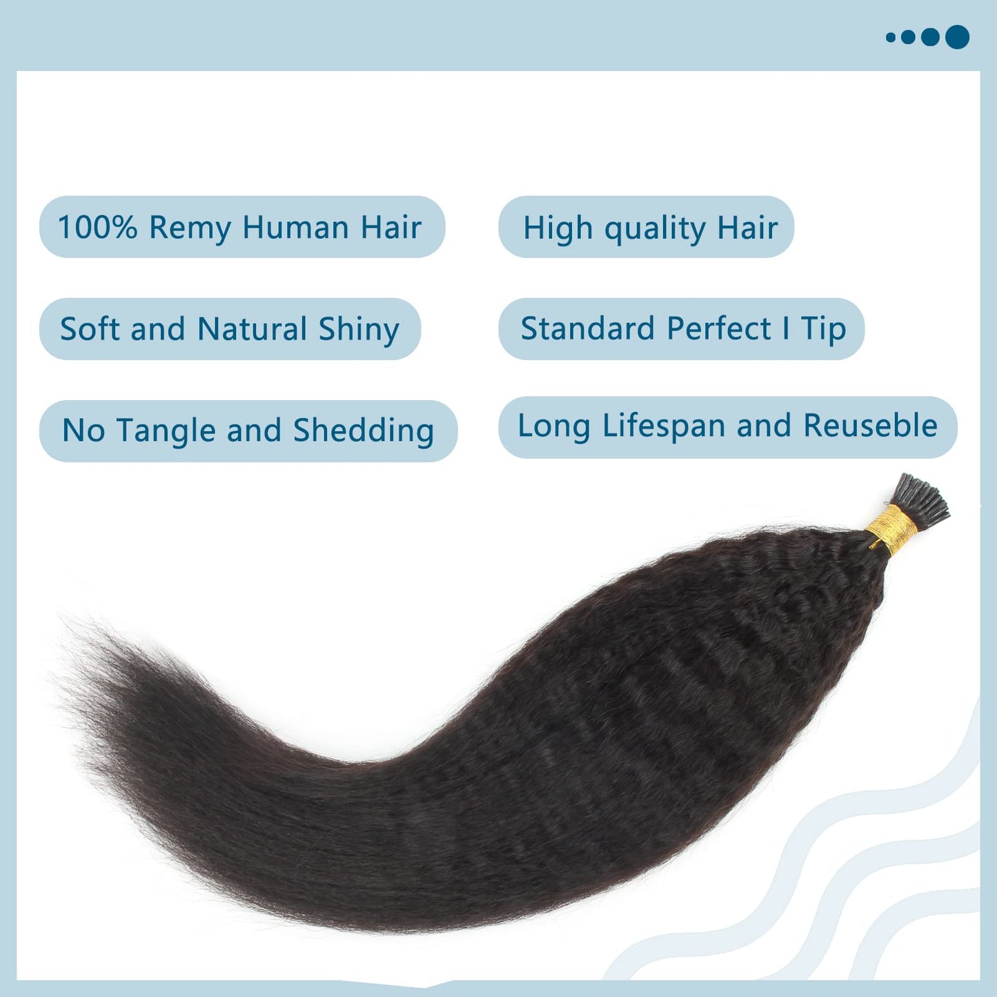 ABH AMAZINGBEAUTY HAIR I Tip Extensions Human Hair 16 Inch Kinky Straight