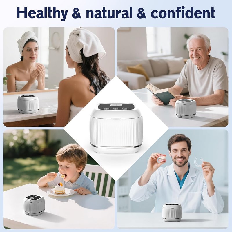 Ultrasonic Retainer Cleaner Machine - 3-in-1 with UV & Degassing Technology | Efficient for Dentures, Mouth Guards, Braces & Jewelry