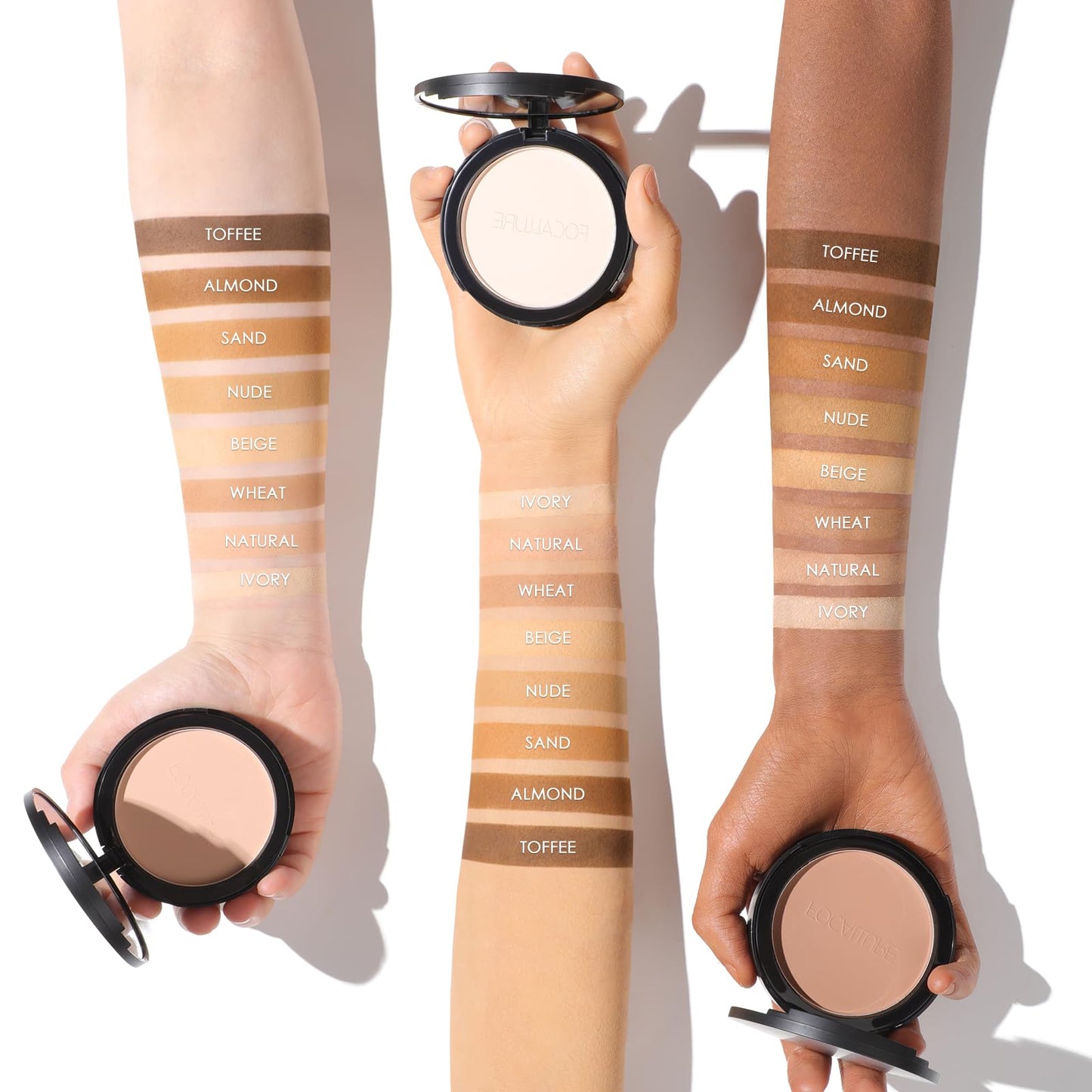 FOCALLURE Flawless Pressed Powder, Control Shine & Smooth Complexion, Pressed Setting Powder Foundation Makeup, Portable Face Powder Compact, Long-Lasting Matte Finish, Natural
