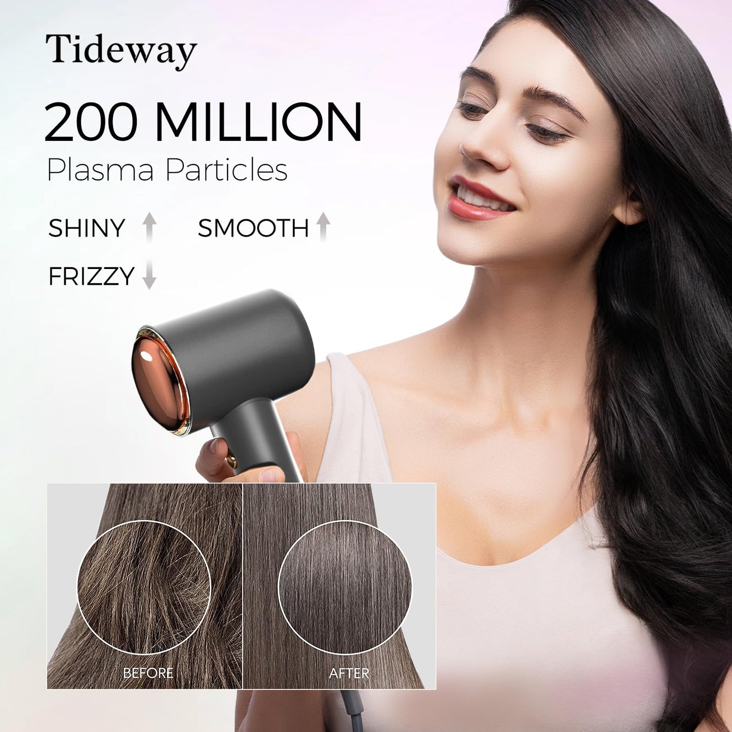 Tideway Hair Dryer Professional High-Speed Ionic Blow Dryer 110,000 RPM, Compact Hair Dryer with Magnetic Diffuser, Fast Drying with Brushless Motor Low Noise Smart Temperature Control-H11