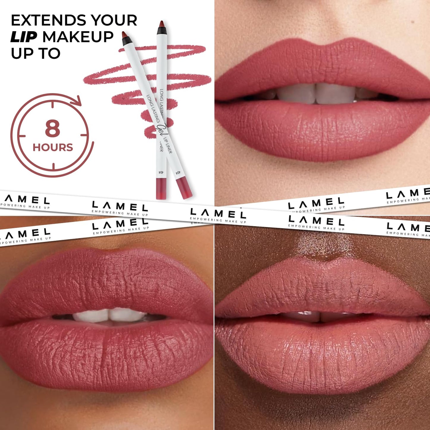 Lamel Gel Lip Liner Pencil – 5 Pack – 2-in-1 Waterproof Lip Liner Set