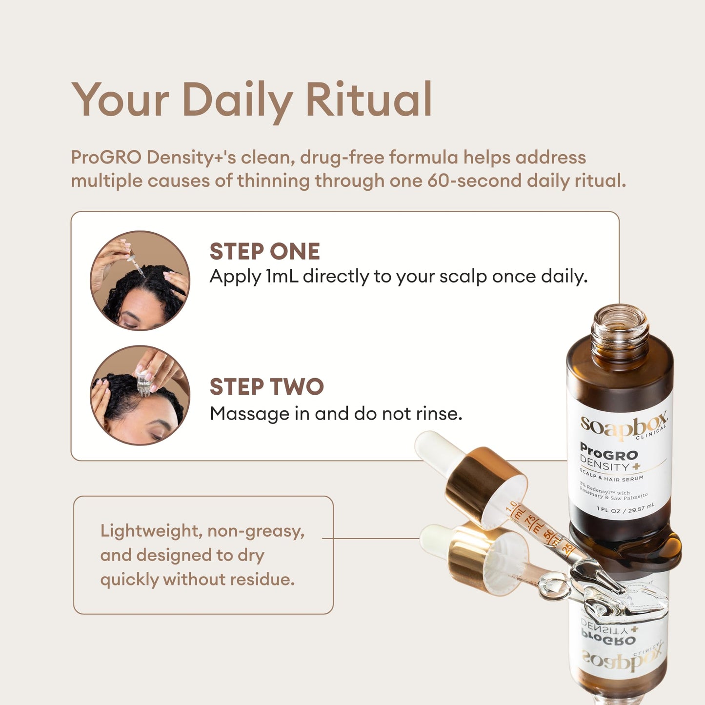 Soapbox ProGRO Density+ Hair Thickening Serum, Supports Fuller, Stronger Hair - Lightweight Scalp Serum for Thinning Hair - Clean Ingredients Free of Harsh Chemicals, Sulfates, Parabens & Silicones