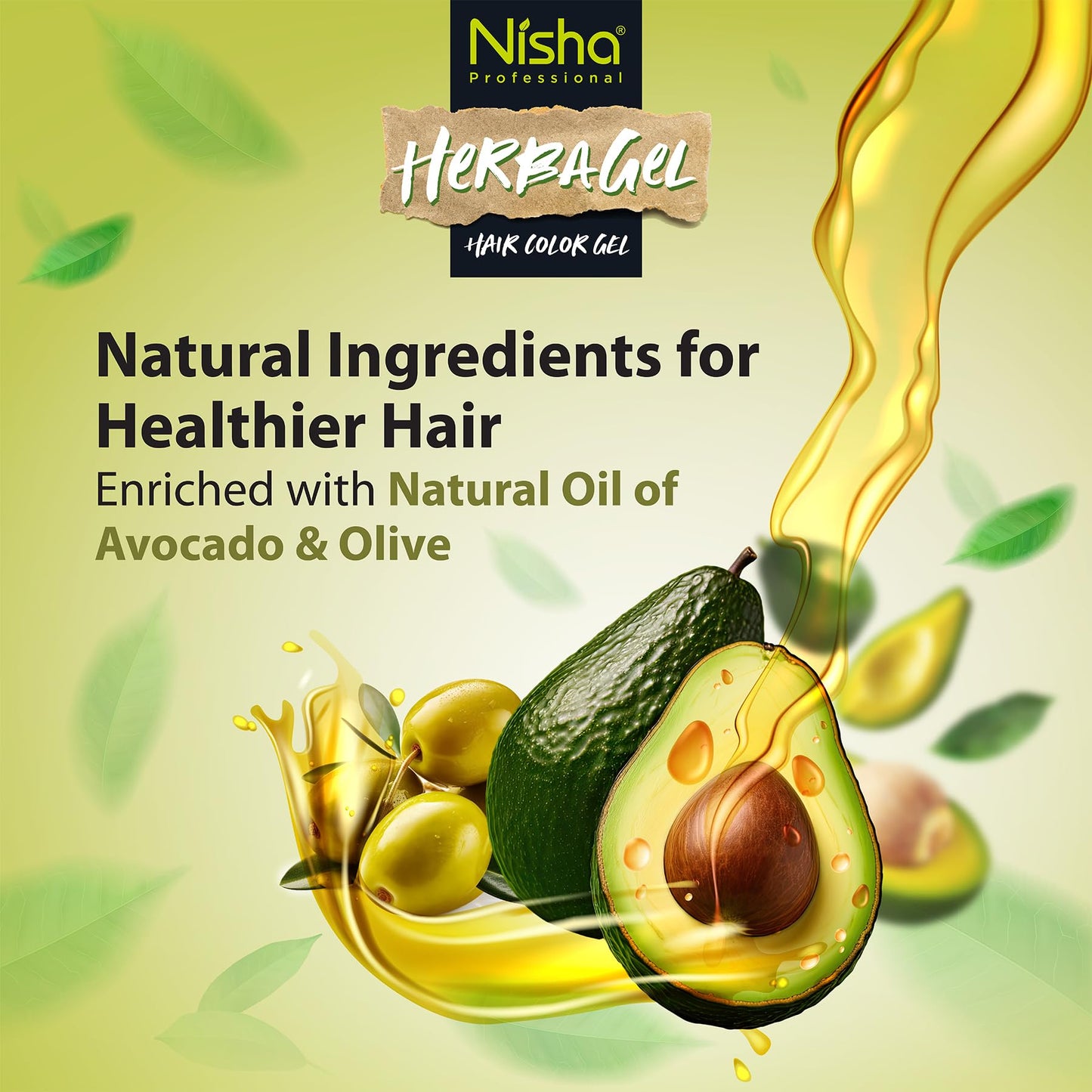 Nisha Herba Gel Hair Colour Gel, Original Black 1 Litre | No Ammonia, No Stain, Non-Drip Vegan Formula | Permanent Hair Colour & Hair Dye | 100% Grey Coverage & Long-Lasting Shine
