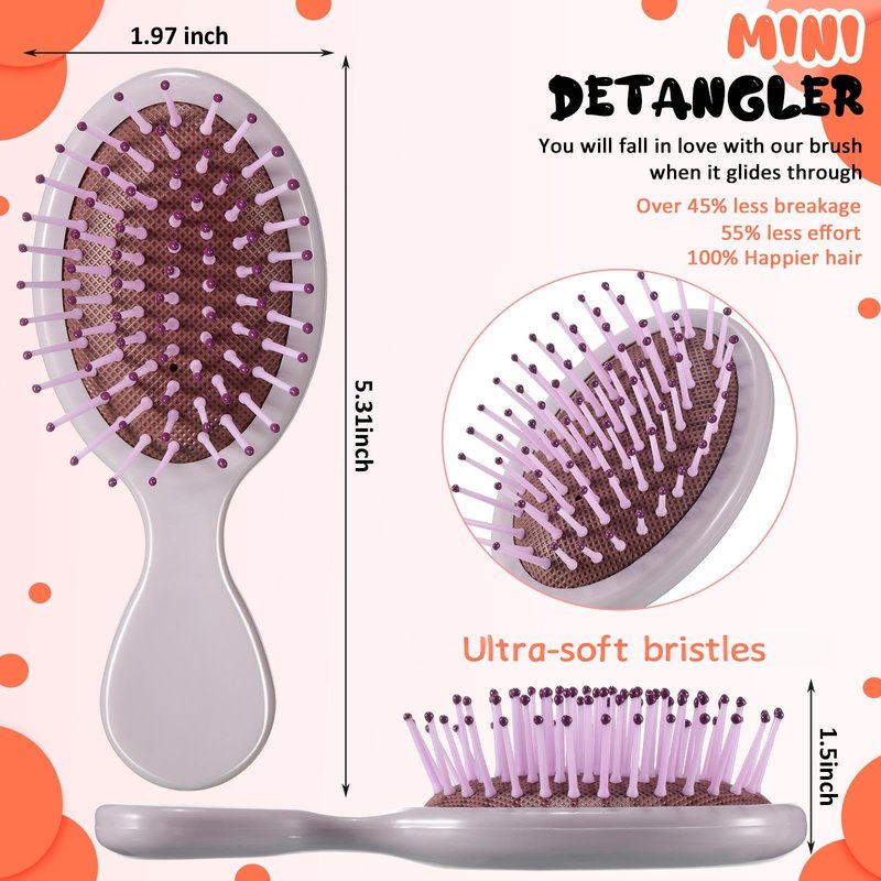 Zopeal 28 Pcs Kids Graduation Gifts Wet Hair Mini Brush Hygiene Supplies Bulk Girl End of School Small Pocket Travel Summer Camp Hairbrush Detangler Soft Bristle Bridesmaid Party Favor(28 Colors)