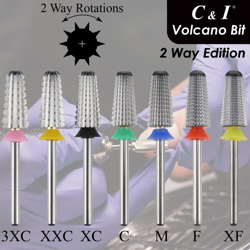 C&I Volcano Nail Drill, 2 Rotate Directions Design, Both for Left handed and Right Handed Nail Lovers, for Manicure Drill Machine (XXC)