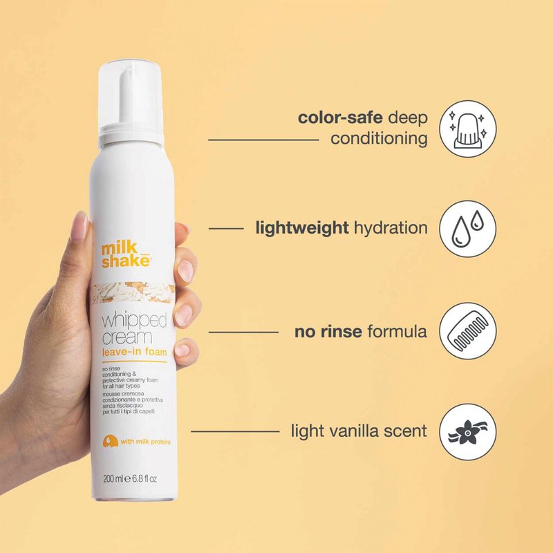 milk_shake Whipped Cream Leave-in Treatment | Creamy, No-Rinse Conditioning Mousse with Milk Proteins and Fruit Extracts | Hydrates, Detangles, and Smooths for Silky, Healthy-Looking Hair