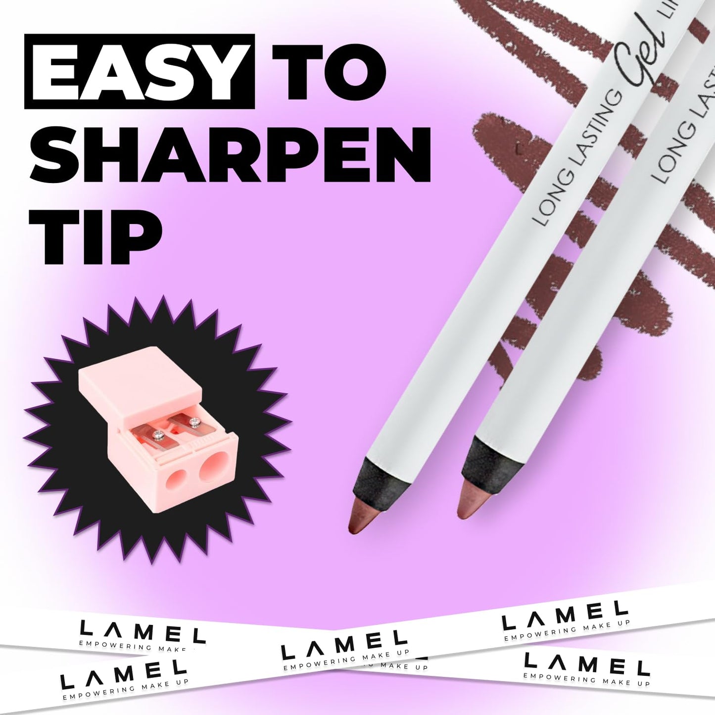 Lamel Gel Lip Liner Pencil – 5 Pack – 2-in-1 Waterproof Lip Liner Set