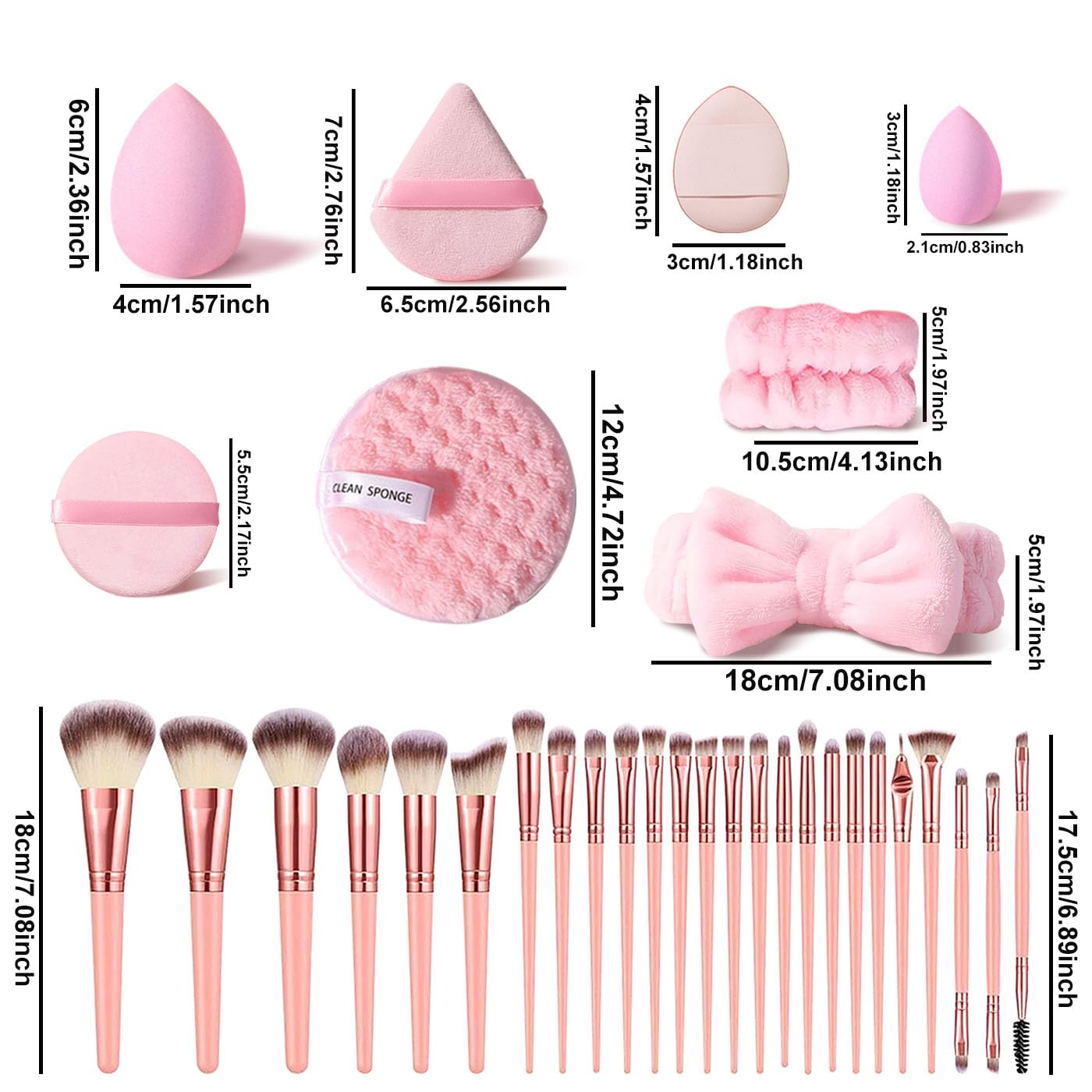 HGHDBT 46Pcs Pink Makeup Brushes Set Professional Makeup Kit Multi-functional Makeup Tool Set with Facial Makeup Accessories, Foundation Makeup Brush Kit Eye and Face Make up Brushes & Tools