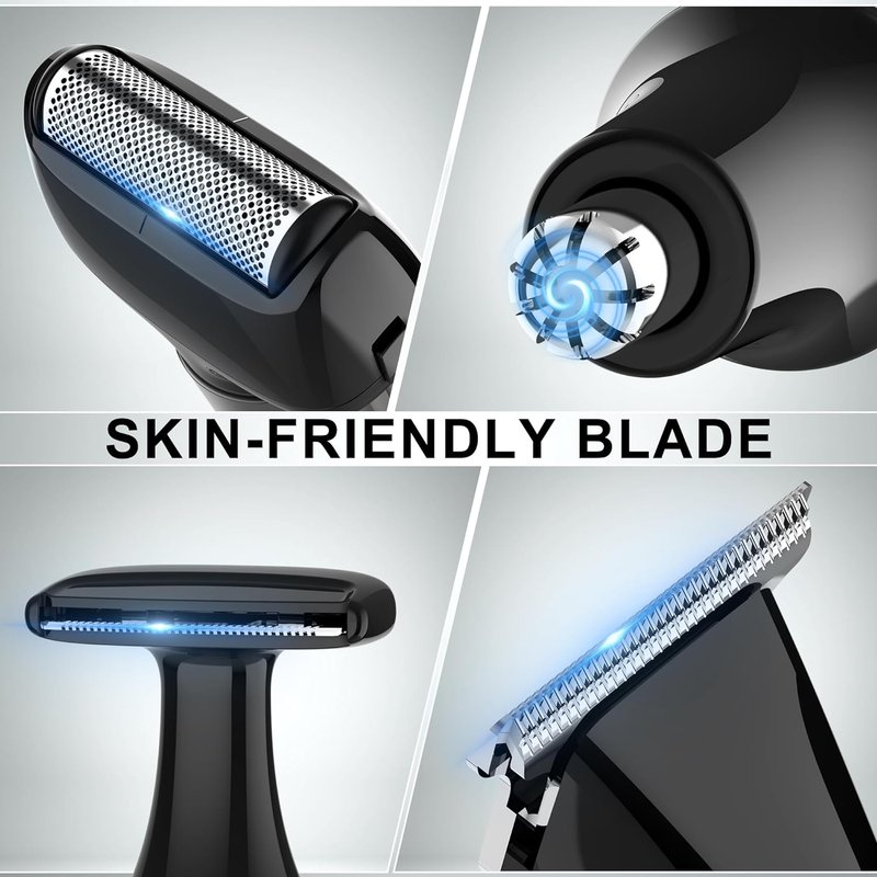 Hatteker Men's Electric Back Shaver & Body Grooming Kit - Cordless Trimmer with LED Display & Adjustable Handle