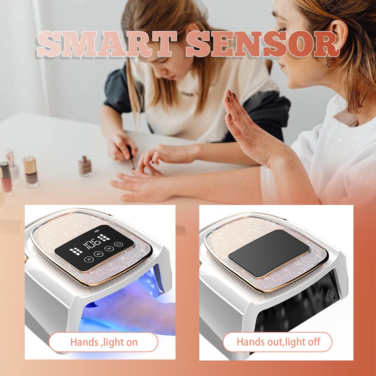 Cordless Rechargeable Nail Lamp 288W, Rechargeable UV Nail Dryer Gel Polish Curing Light with 4 Timers, Knob & Full LCD Display Screen, Magnetic Metal Mirror Base