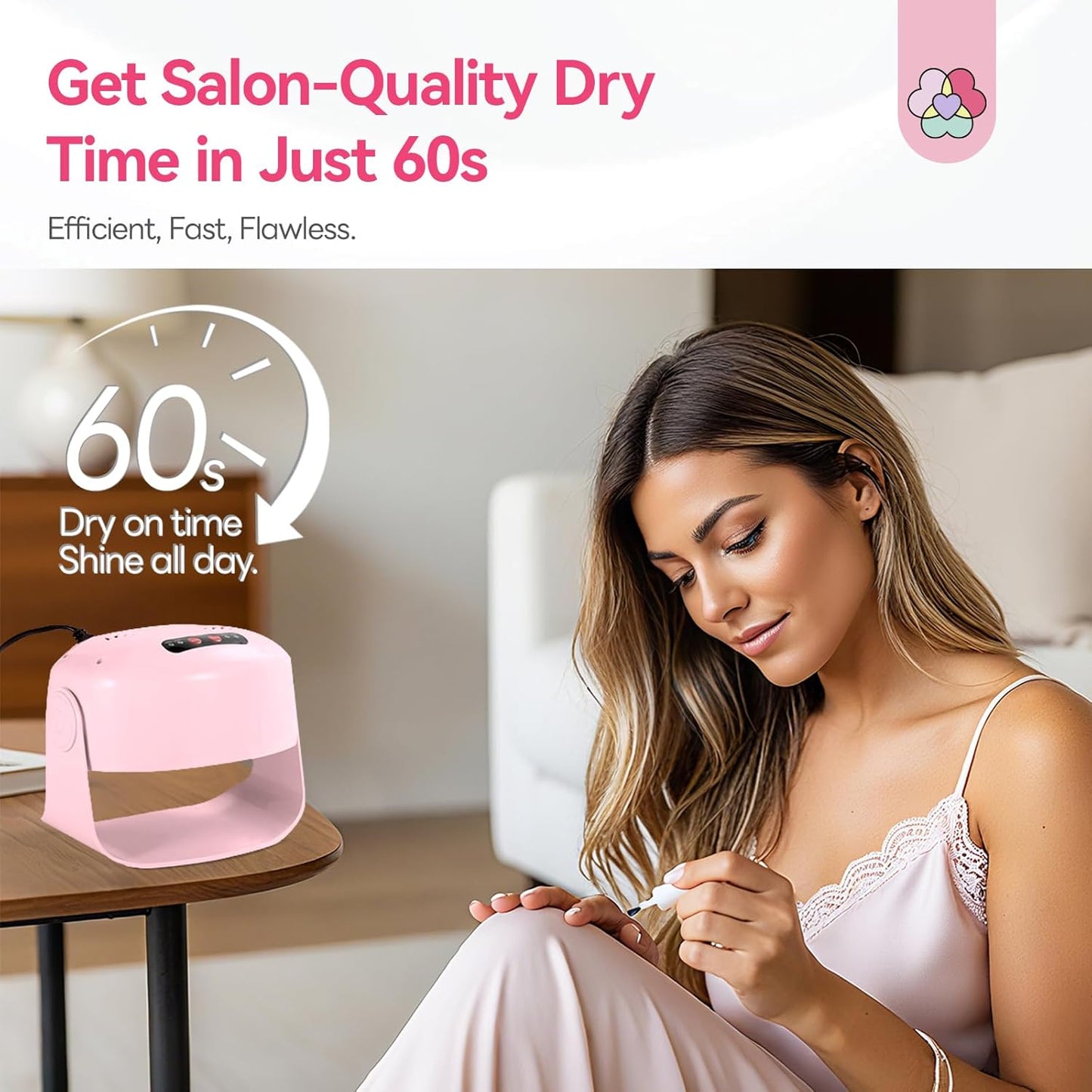 SAVILAND 600W Nail Dryer - Fast Drying Pink Nail Polish Machine with Adjustable Angle & Dual Heating Modes | Ideal for Gel & Regular Polish