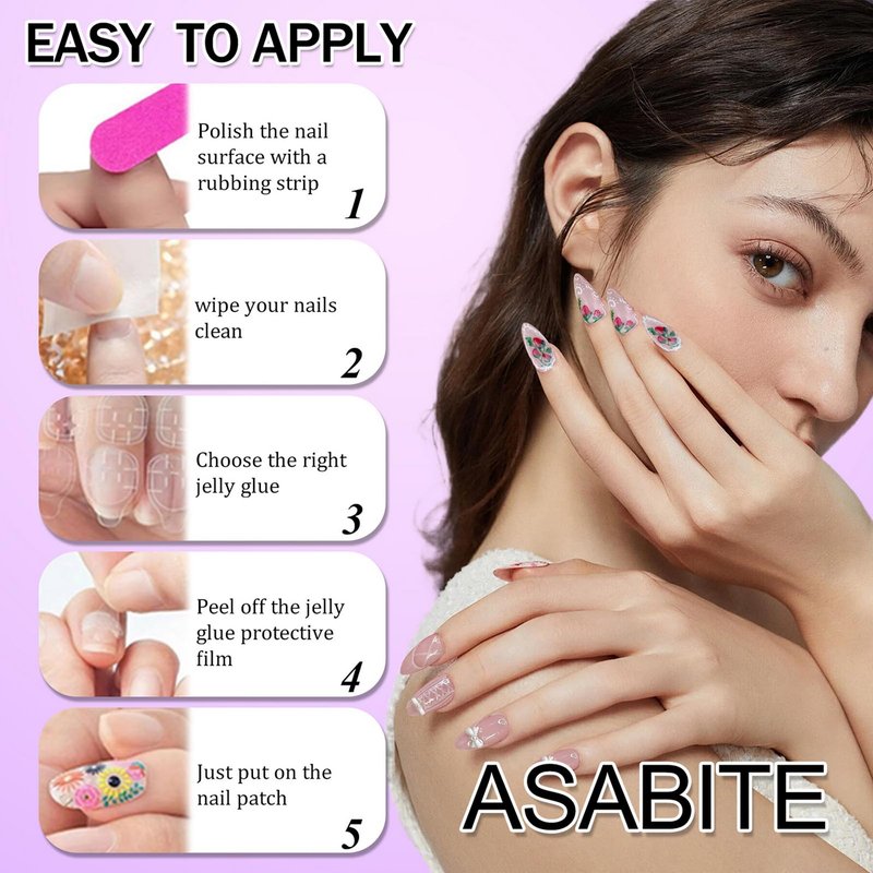 24 Pcs Handmade Press on Nails Duck Medium Fake Nails with 3D Flower Design French Tip False Nails Fall Duck Nails Press ons Artificial Full Cover Glue on Nail Holiday Stick on Nail for Women