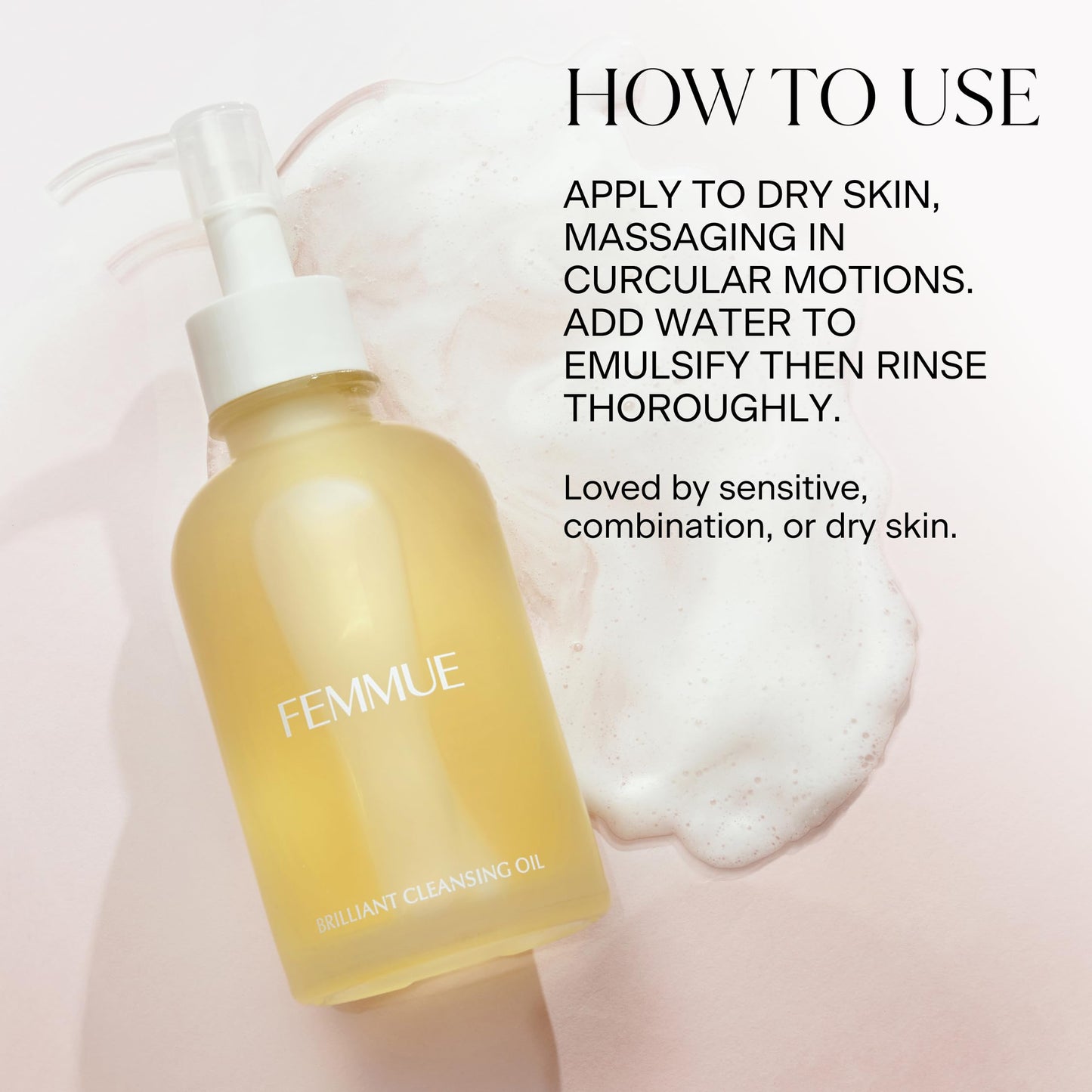 FEMMUE Brilliant Cleansing Oil (4.23 oz) | Luxurious Camellia Oil Face Cleanser & Gentle Makeup Remover | Hydrating and Moisturizing Korean Skincare | Fortifies Skin Barrier