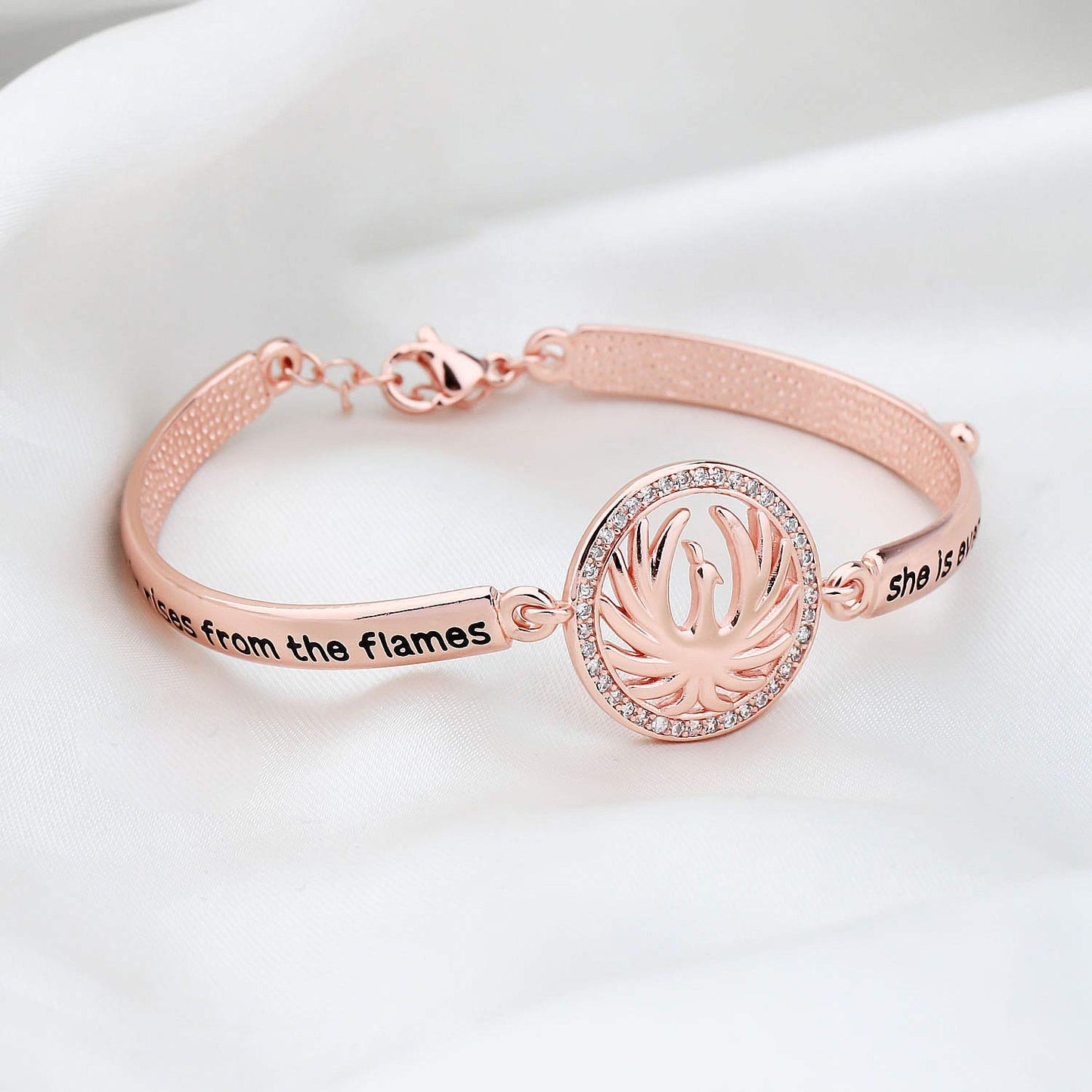 CYTING Phoenix Inspirational Quote Bracelet - Motivational Bird Jewelry Gift - When the Phoenix Rises From the Flames She Is Even Stronger Than Before