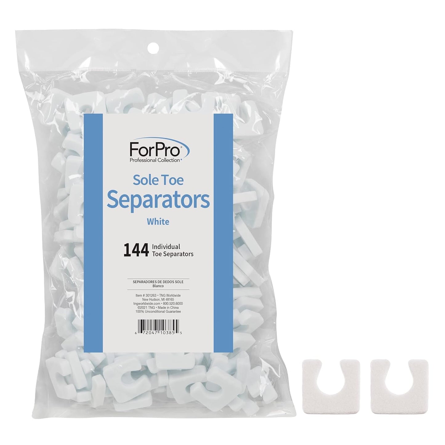 ForPro Sole Toe Separators - Black Luxurious Foam Separators - Individual Toe Separators for Pedicures â€“ 144-Count