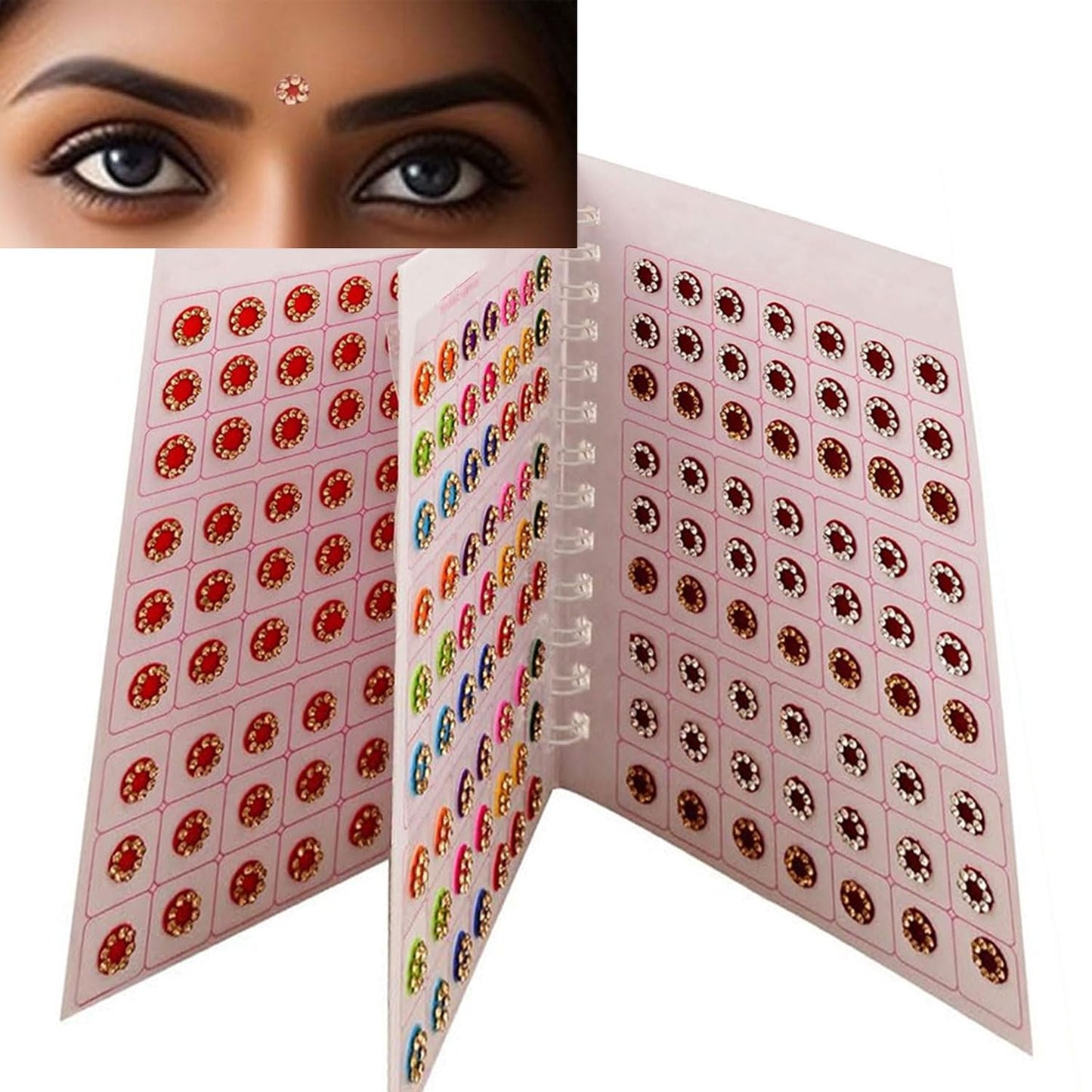 VAMA Multicolour Stone Bindi Kumkum Forehead Sticker Bindiya Bindi Booklet for Ladies (Medium Size 252 Stone Bindis Booklet)
