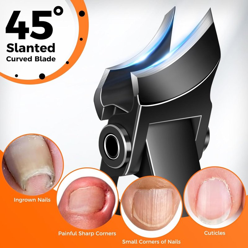 Toenail Clippers for Seniors - Large Slanted Nail Clippers for Thick Ingrown Nails | Angled Head Design