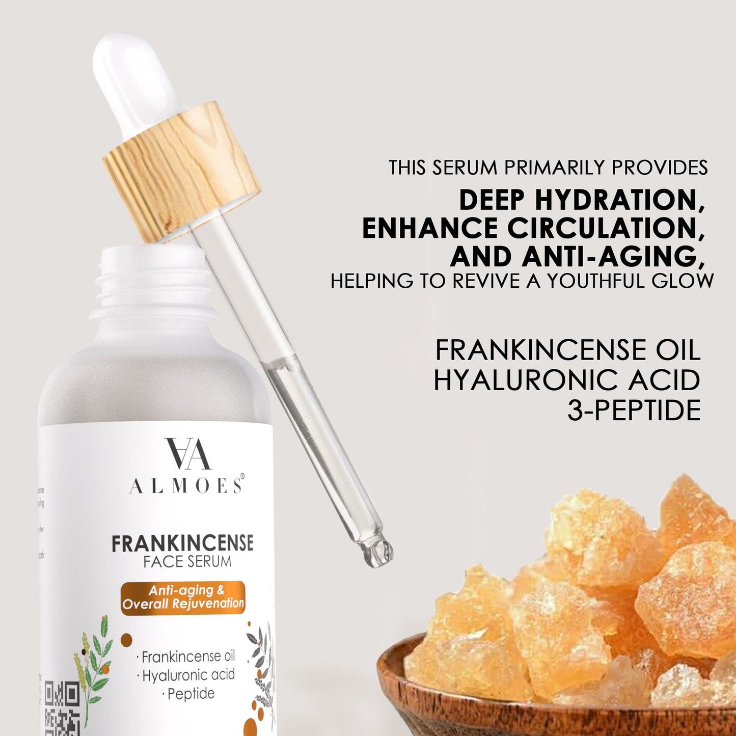 ALMOES Frankincense Face Serums,Women Face Serum for Soothing and Calming Skin,Improve Skin Tone,Firming Skin,Hyaluronic Acid Face Serum,Moisturising Serums Suitable for All Skin Types,30 ML