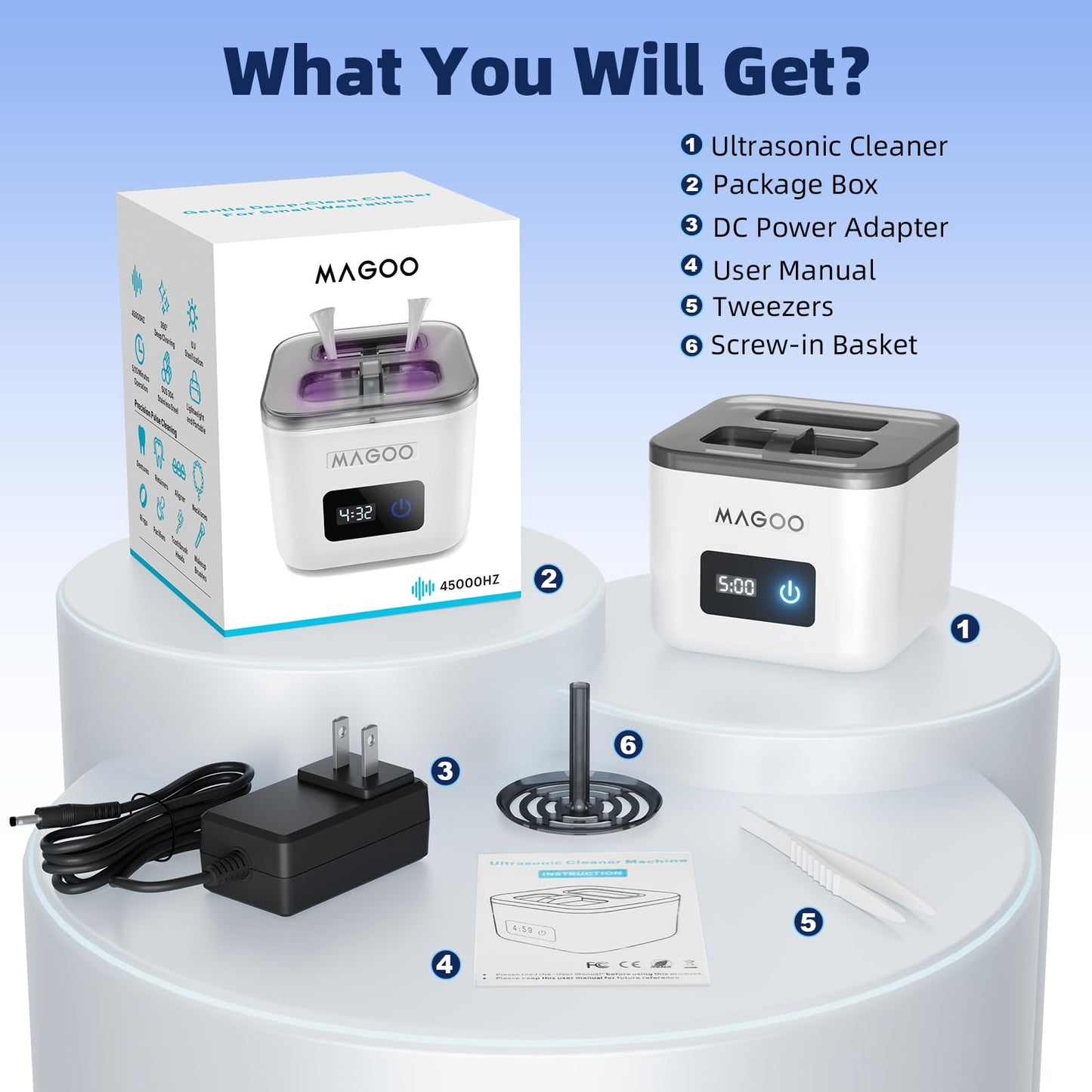 Ultrasonic Retainer Cleaner Machine, Denture Cleaner for Aligners Night Guards Braces Mouth Guards Toothbrush Heads，All-in-One Dental & Jewelry Cleaner, 45kHz 200ML, Dual Modes