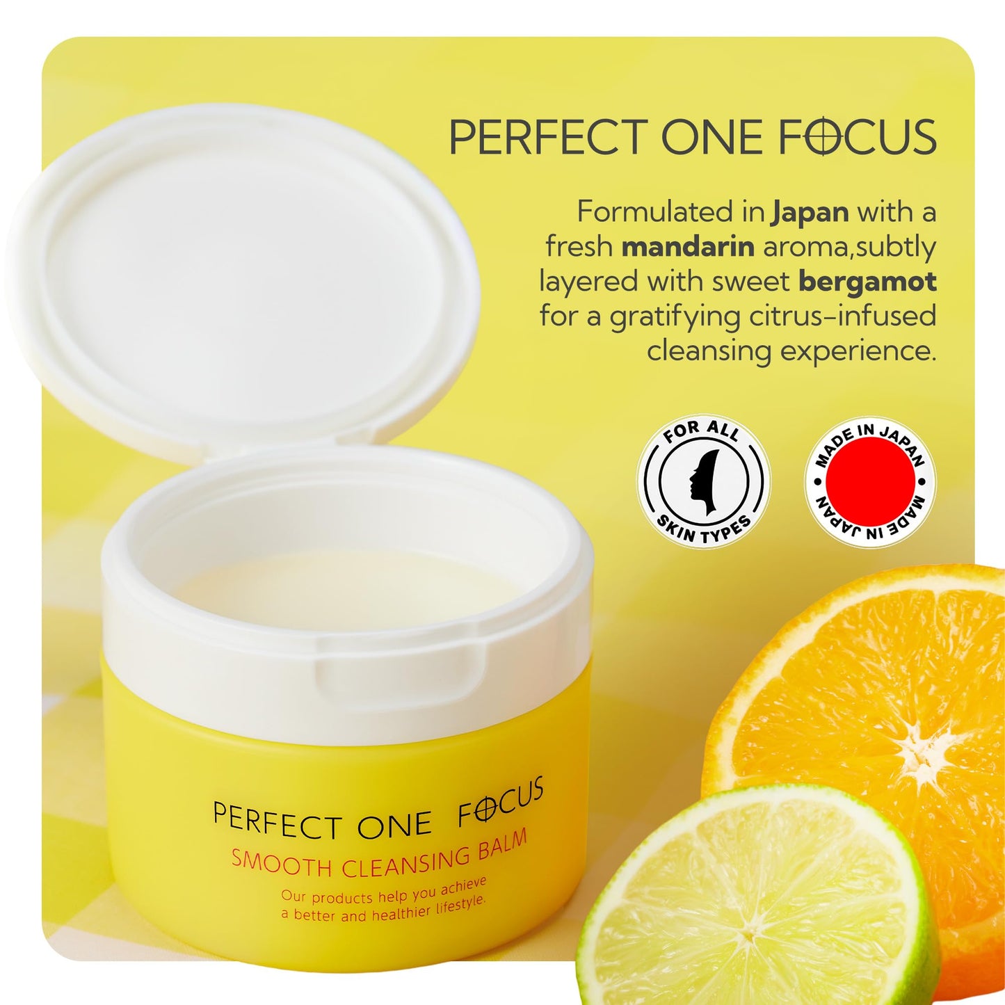 PERFECT ONE FOCUS Smooth Cleansing Balm Makeup Remover – Makeup cleansing balm that melts away makeup and impurities while moisturizing – Gentle Face Wash Balm - Great for Travel, 2.64oz(75g)