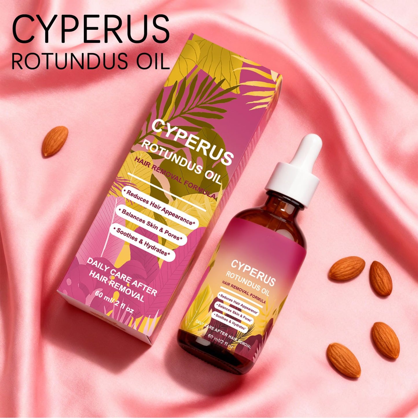 WOJJ Cyperus Rotundus Oil for Natural Hair Reduction, 60ml Hair Inhibiting Oil with Jojoba & Rosehip, Soothing and Moisturizing Body Oil for All Skin Types (1)