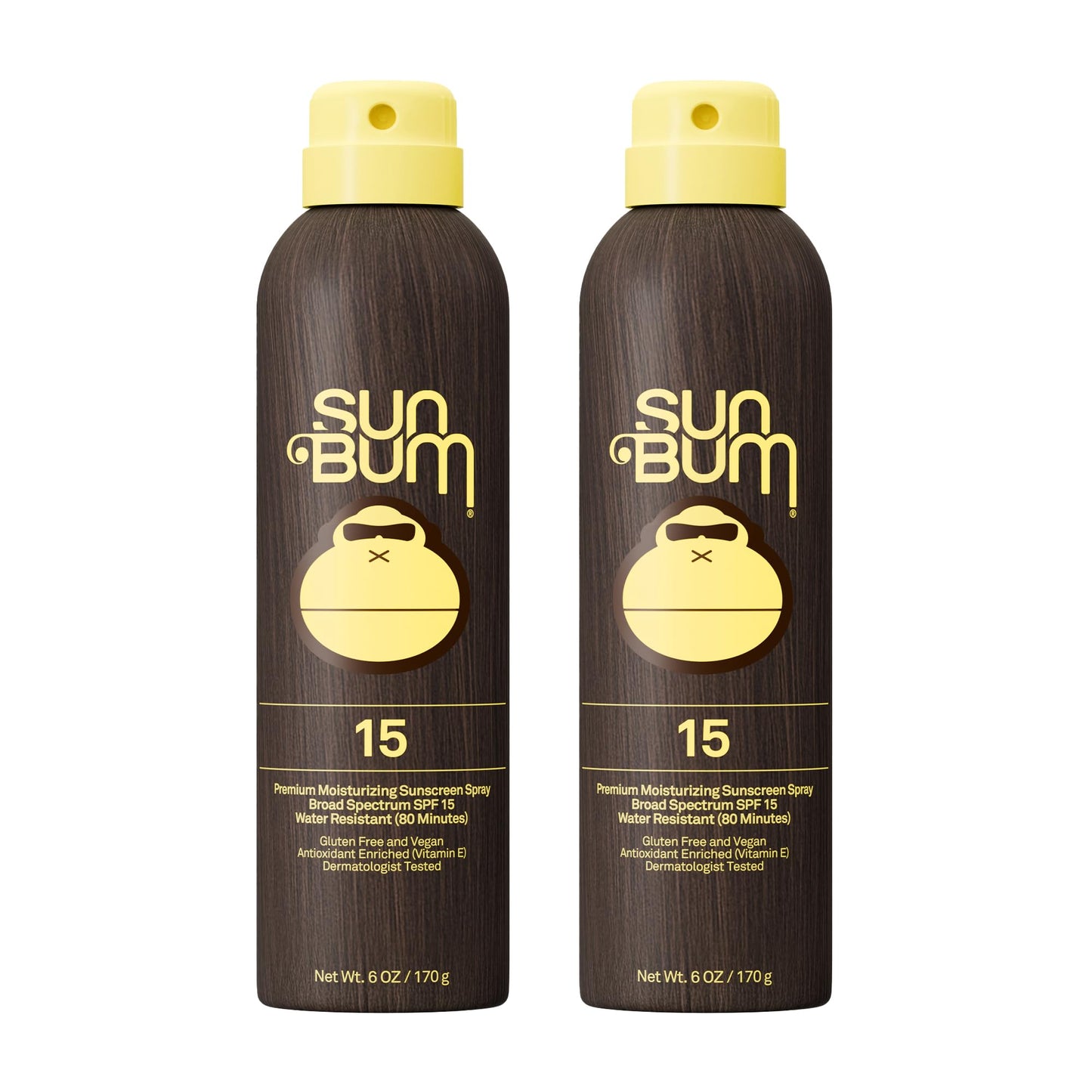 Sun Bum Original SPF 15 Sunscreen Body Spray - Broad Spectrum Moisturizing Sunscreen with Vitamin E - Hawaii 104 Act Compliant (Made without Octinoxate & Oxybenzone) - 6 oz (Pack of 2)