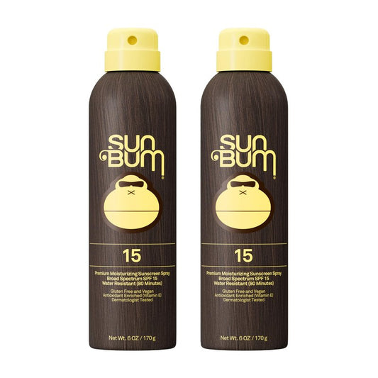 Sun Bum Original SPF 15 Sunscreen Body Spray - Broad Spectrum Moisturizing Sunscreen with Vitamin E - Hawaii 104 Act Compliant (Made without Octinoxate & Oxybenzone) - 6 oz (Pack of 2)
