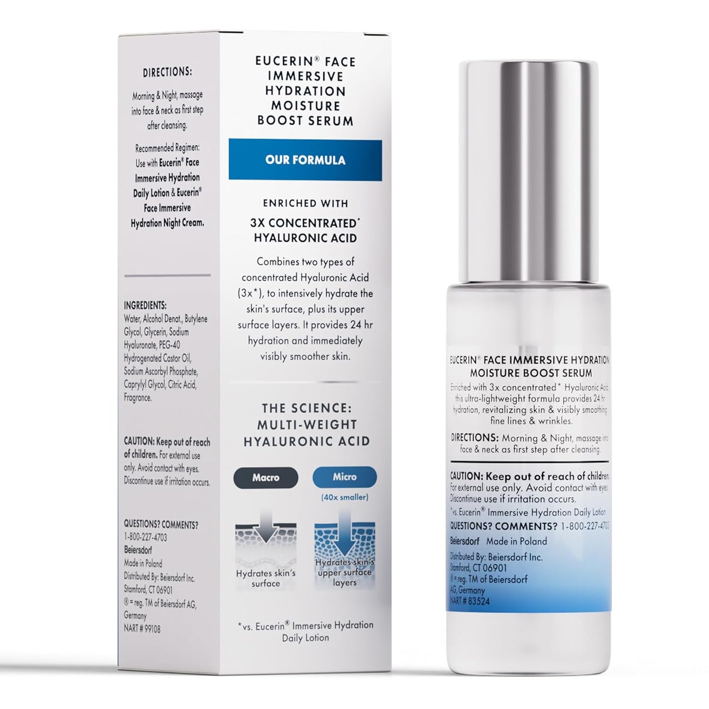 Eucerin Hydration Face Serum - Ultra-Lightweight Hyaluronic Acid for Fine Lines & Wrinkles | 1 Fl Oz