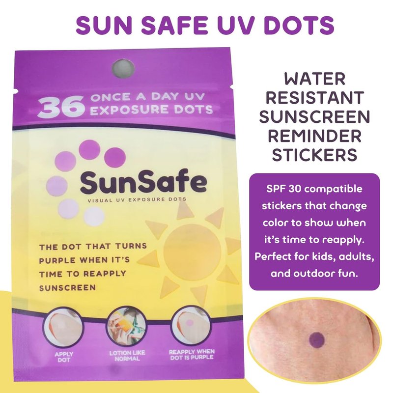 Sun Safe UV Dots - SPF 30 Water-Resistant Sunblock Stickers for Skin Protection | 2-Pack for Beach Days & Outdoor Fun