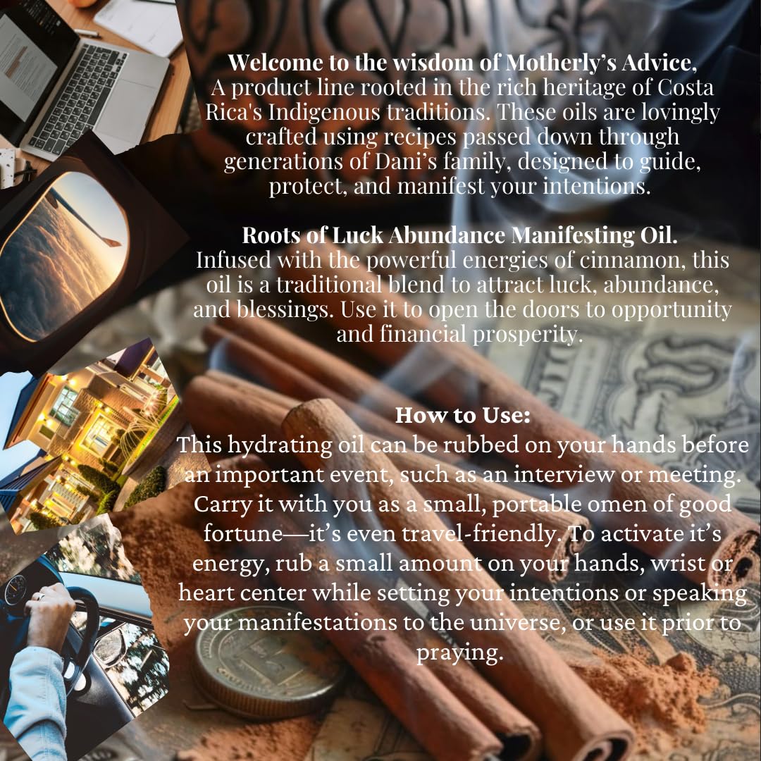 Motherly Advice: Roots of Luck Manifesting Oil- by Dani's Karma- Attracts Money, Abundance & Luck, Protection