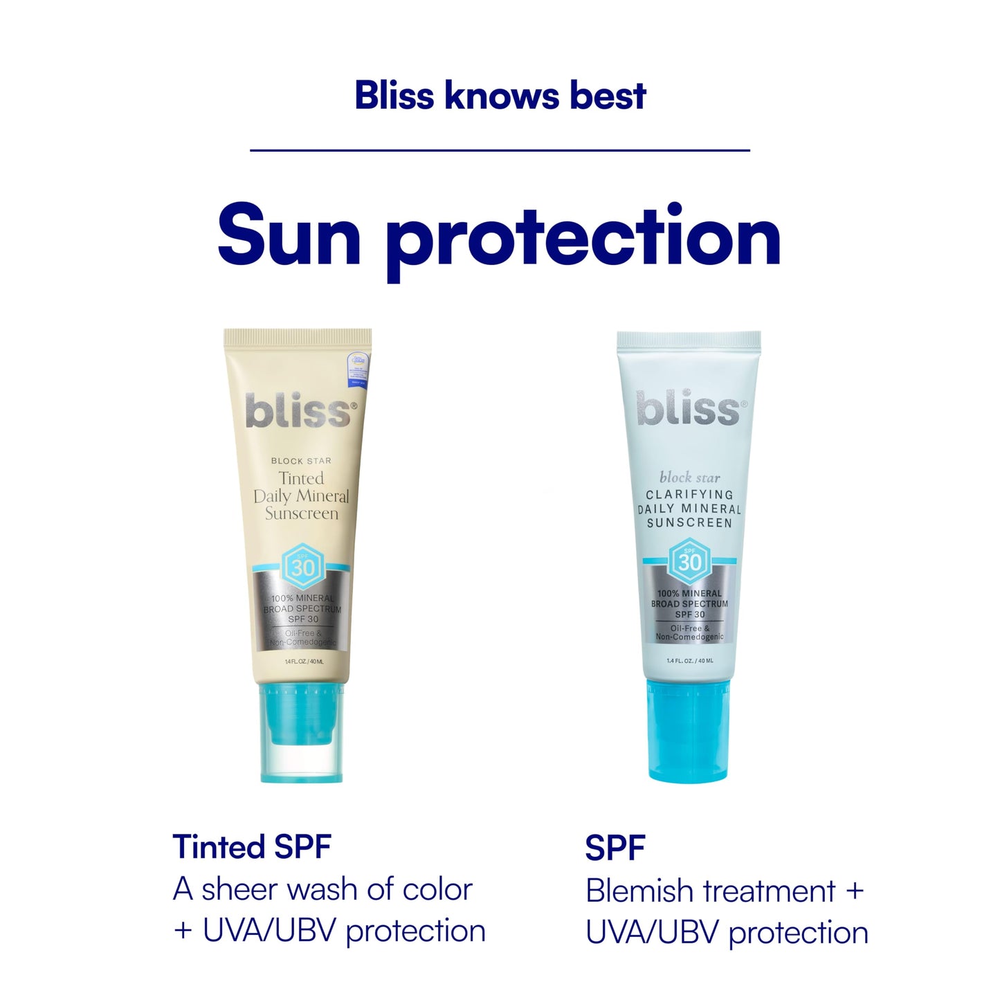 Bliss Block Star SPF 30 Daily Tinted Mineral Sunscreen with Zinc Oxide - All Skin Tones - 100% Mineral Broad Spectrum Sunscreen with Titanium Dioxide & Antioxidant Blend- 1.4 fl oz.