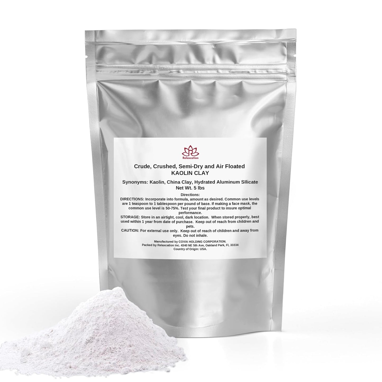 Kaolin White Clay Powder - 100% Natural for Face Masks, Hair, Soap & More | 2 lbs