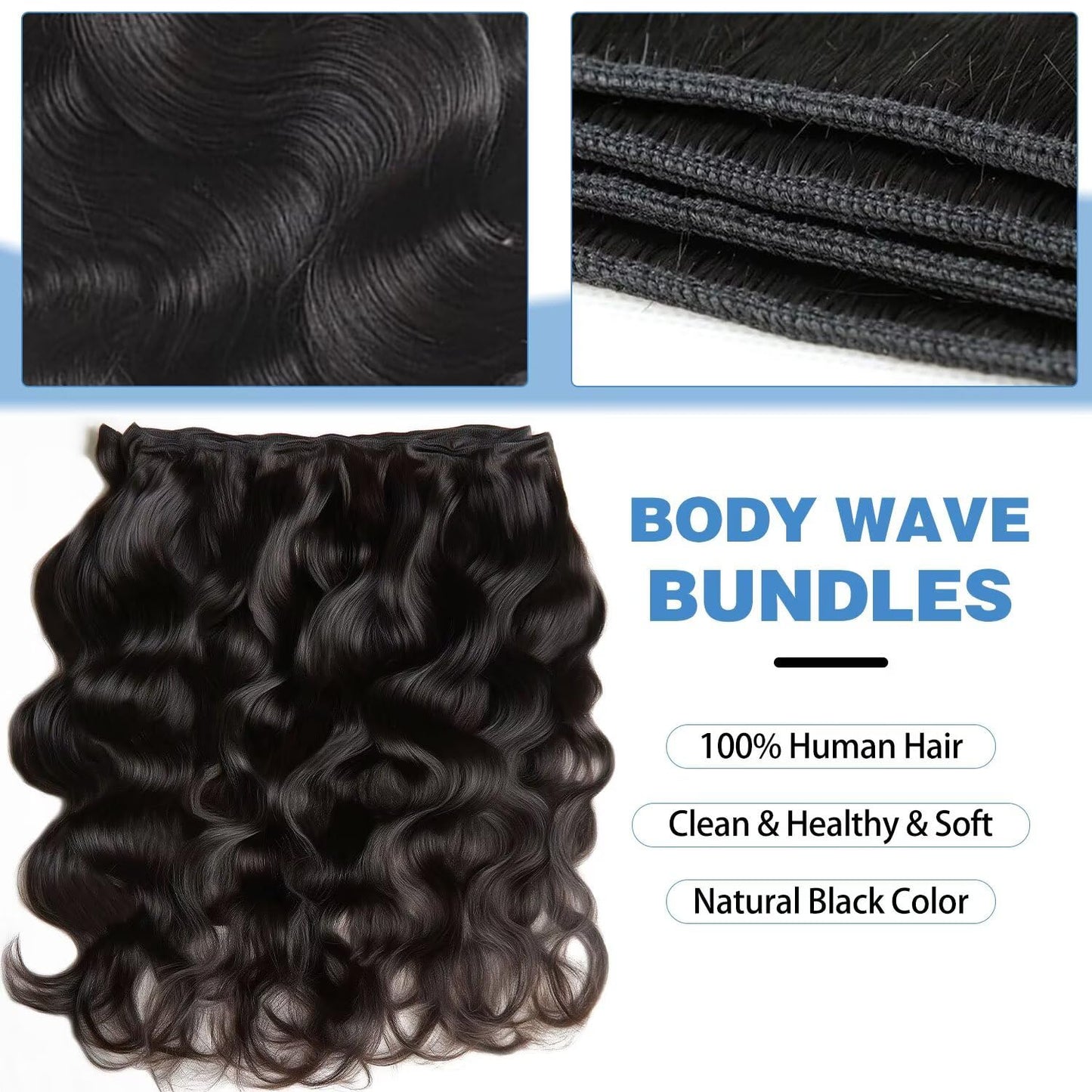 12A Human Hair Bundles 28 Inch Body Wave Bundles Human Hair 100% Unprocessed Brazilian Virgin Weave 1 Bundle for Women Natural Black Real Body Wavy Human Hair Extensions