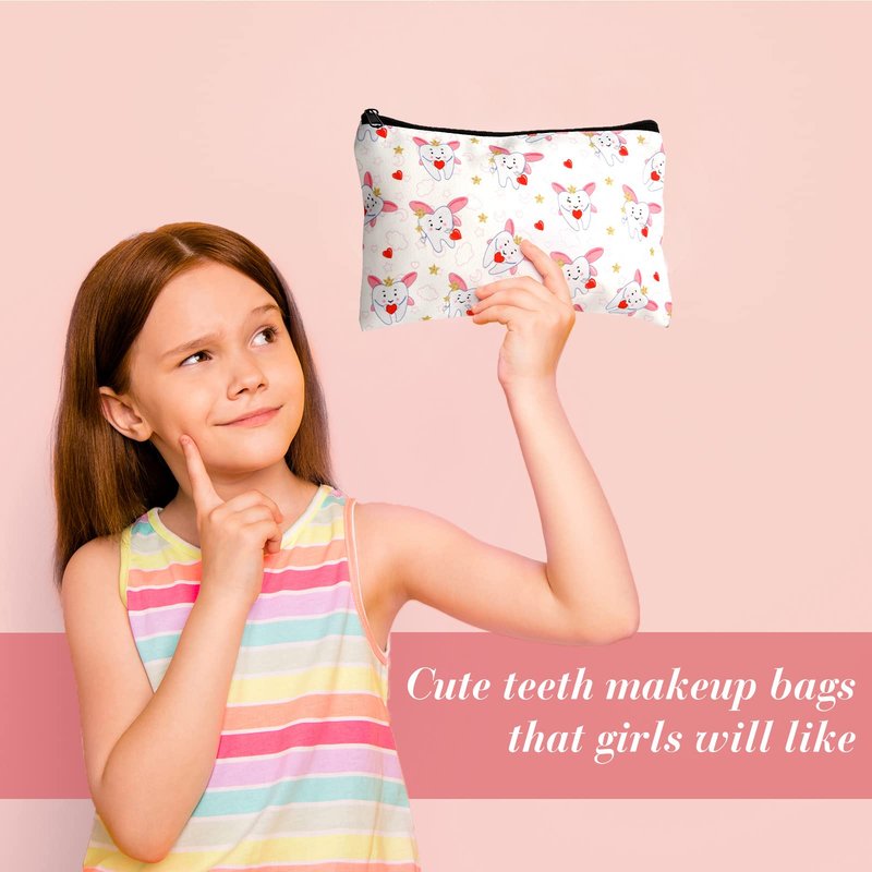 Potchen 20 Pieces Dental Cosmetic Teeth Makeup Bags Nurse Gift Bag Dental Assistant Accessories Travel Cute Pouch Organizer for Dentist Women Nurses Day Graduation Birthday
