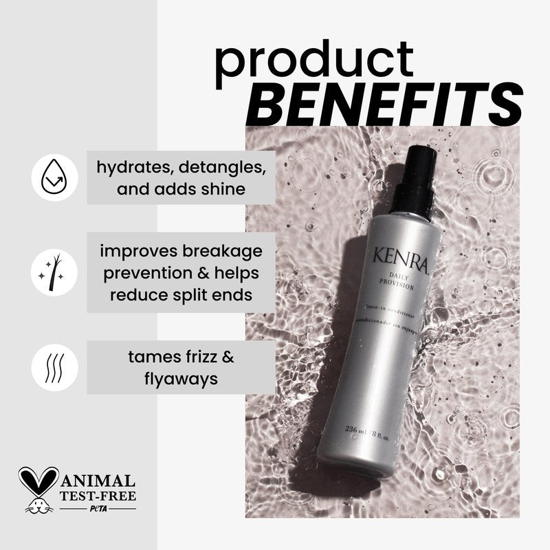 Kenra Professional Daily Provision Leave-In Conditioner | Hydrates,Detangles,&Adds Shine | Tames Frizz&Flyaways-| Thermal Protection-| Helps To Resist Humidity-| All Hair Types-| 8 fl. Oz,(Pack of 2)