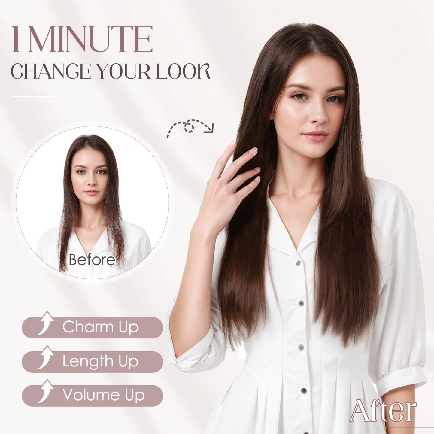 Elailite Halo Hair Extensions Real Human Hair for Women Dark Brown Clip in Remy Hairpiece with Adjustable Invisible Wire 12 Inch 55G