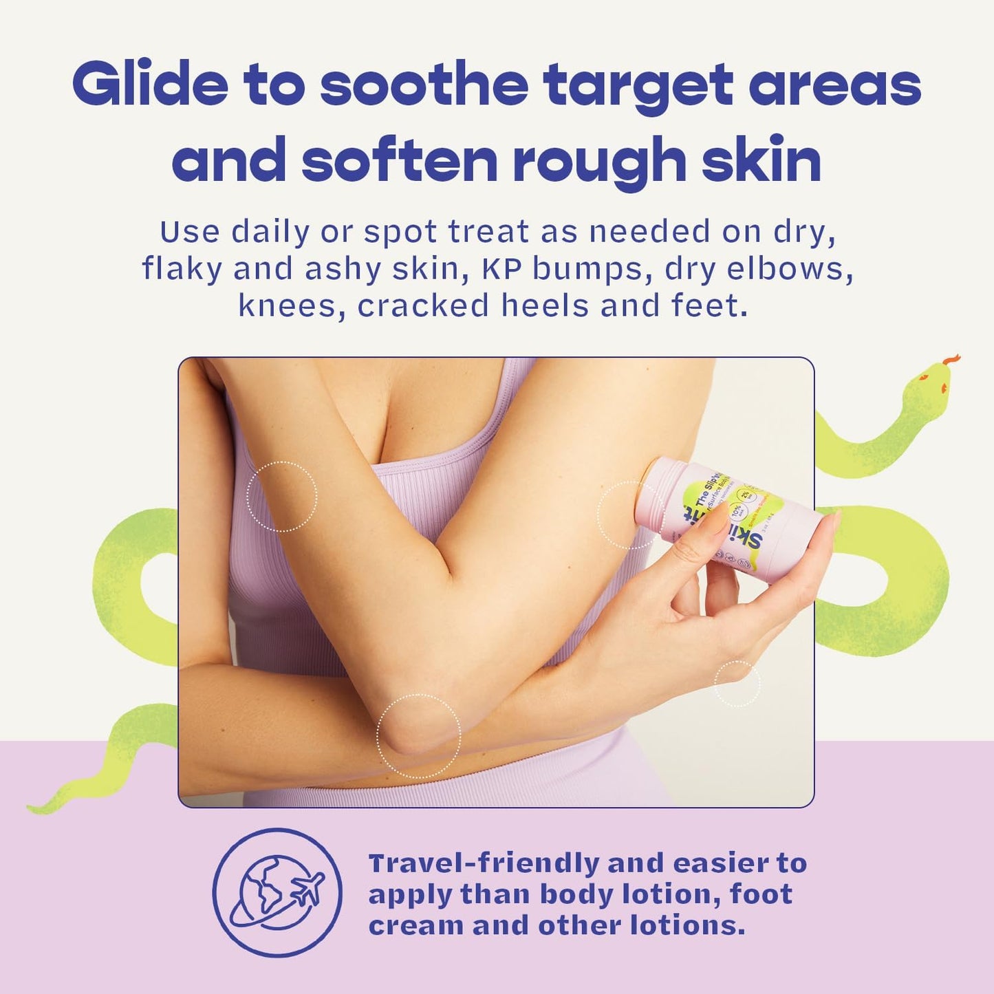 SKINREFIT The Slip'stick 10% Glycolic Acid Exfoliating Body Stick for Strawberry Legs, Bumps on Arms and Dry Rough Skin. KP Treatment with 10% AHA, 2% BHA | Large 3 oz
